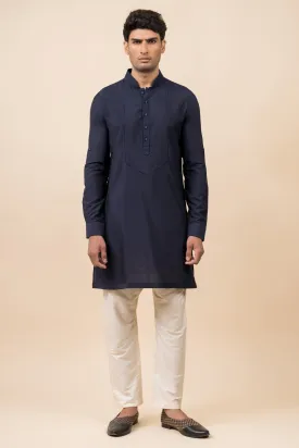 Navy Kurta With Jaali Detailing