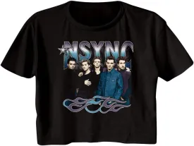 NSYNC T Shirt Cool Tones and Flames Ladies Short Sleeve T Shirts 90s Boy Band Crop Top Womens Summer Tops