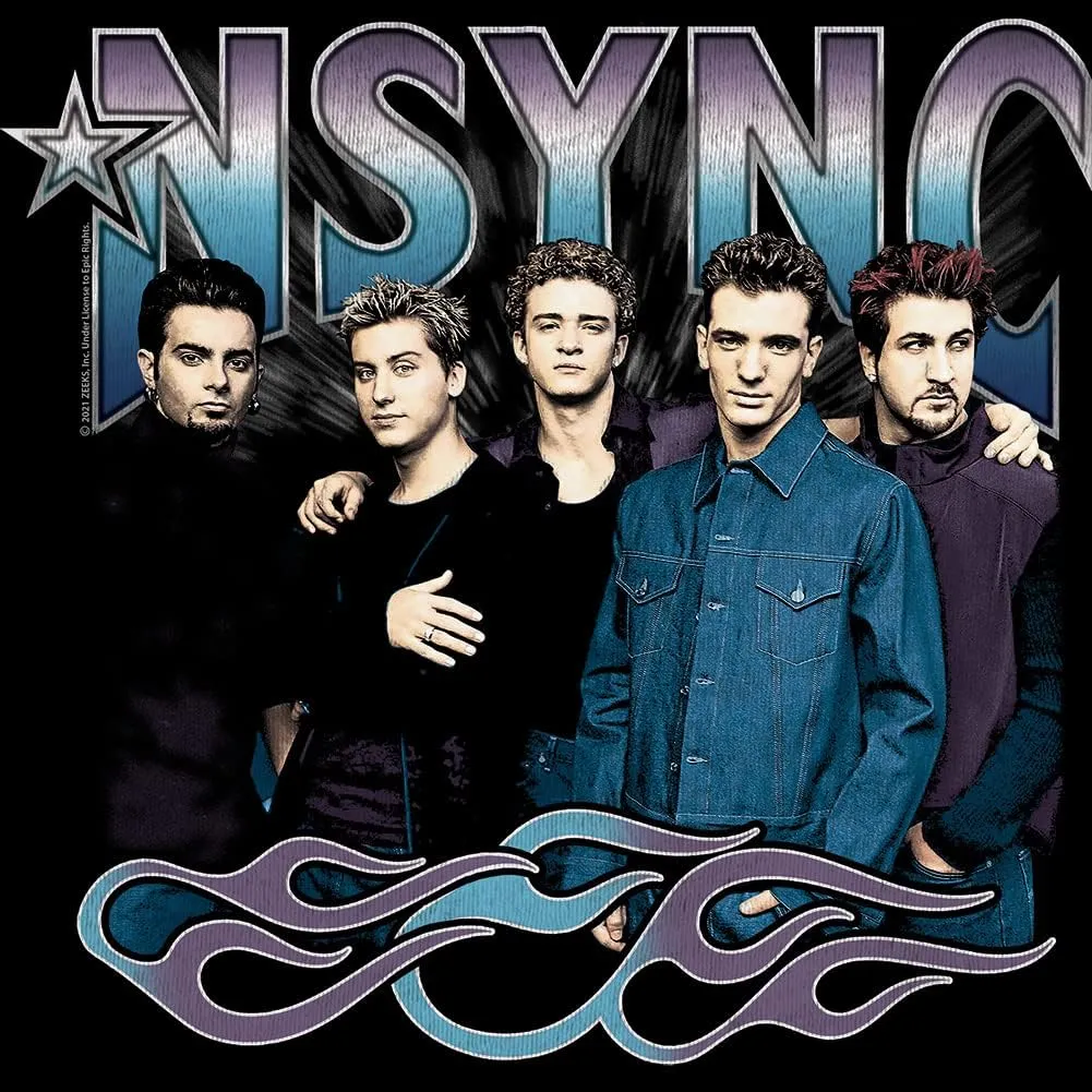 NSYNC T Shirt Cool Tones and Flames Ladies Short Sleeve T Shirts 90s Boy Band Crop Top Womens Summer Tops