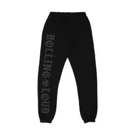 OE Heavyweight Embroidered Black Sweatpants