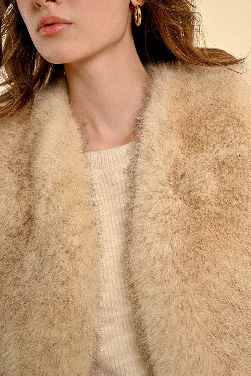 Off White Faux Fur Vest