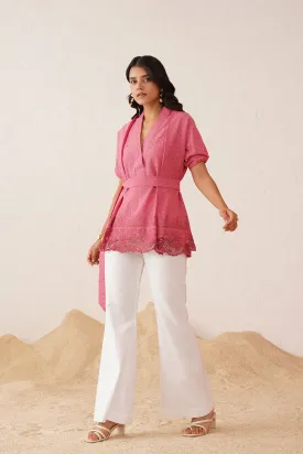 Onion Pink Lace Work Set