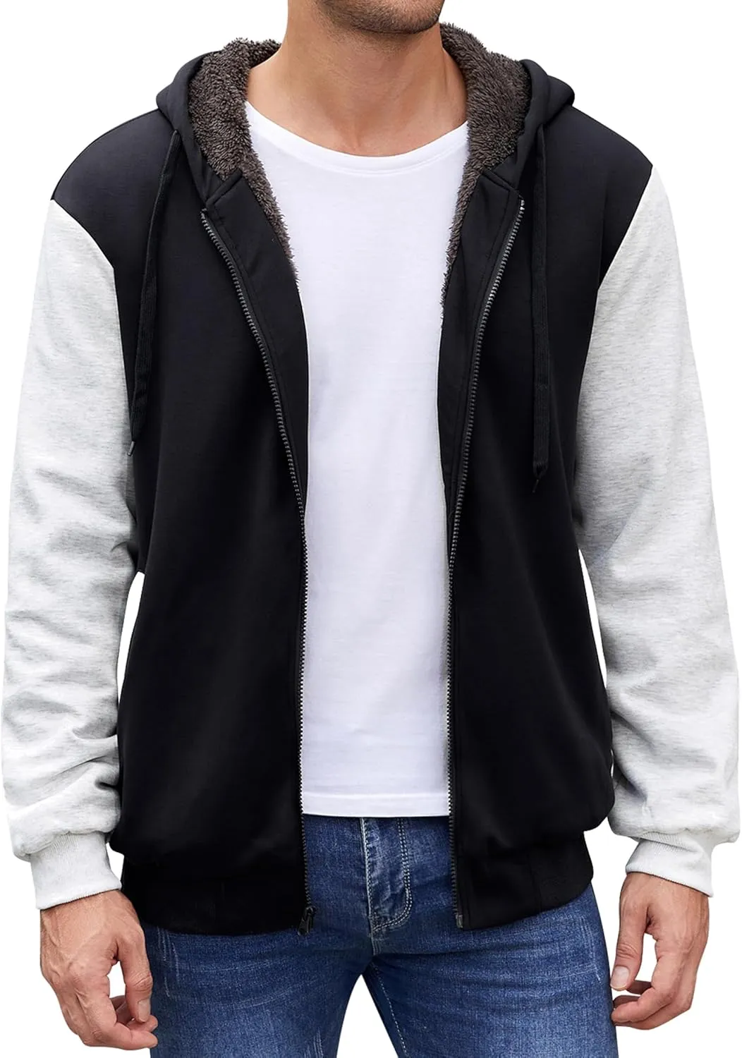 PEGENO Mens Casual Full Zip Hoodie Sweatshirt Long Sleeve Coat Fall Winter Outfits Jacket