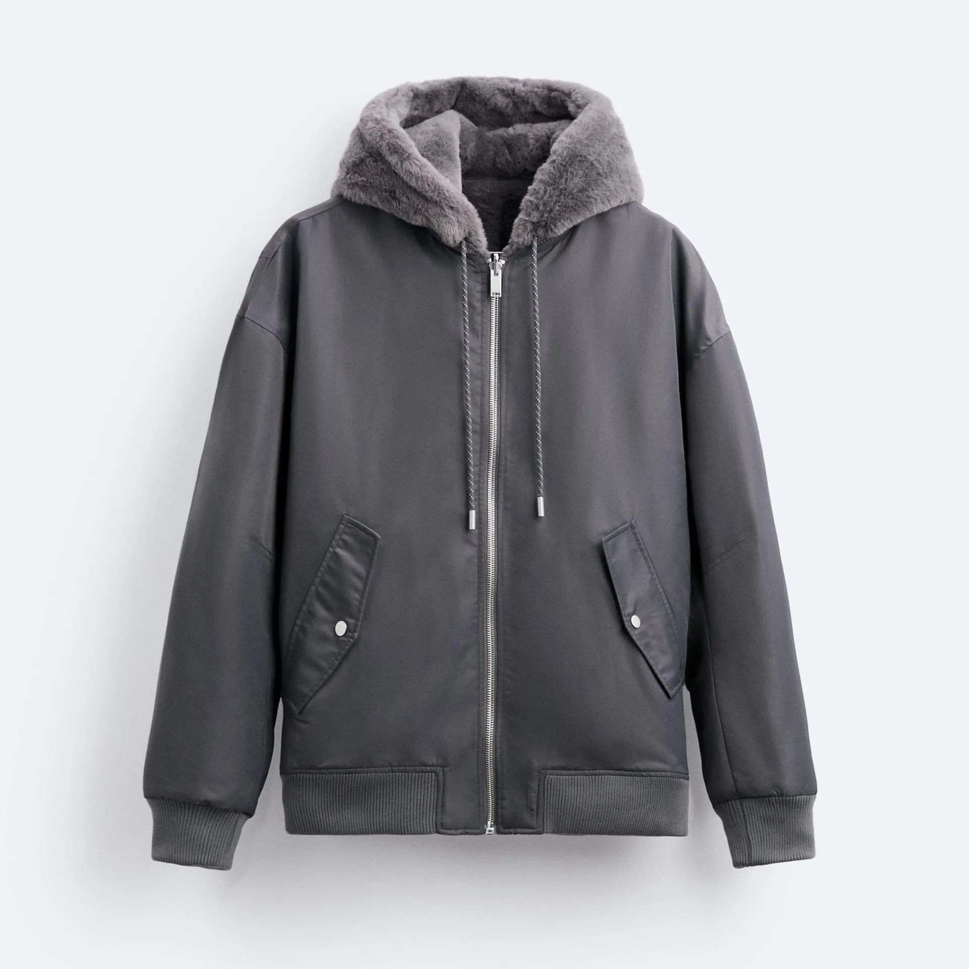 Plush Hooded Faux Fur coat - Cozy and Stylish Outerwear for Cold Weather- Double-Sided Design with Stick Pockets