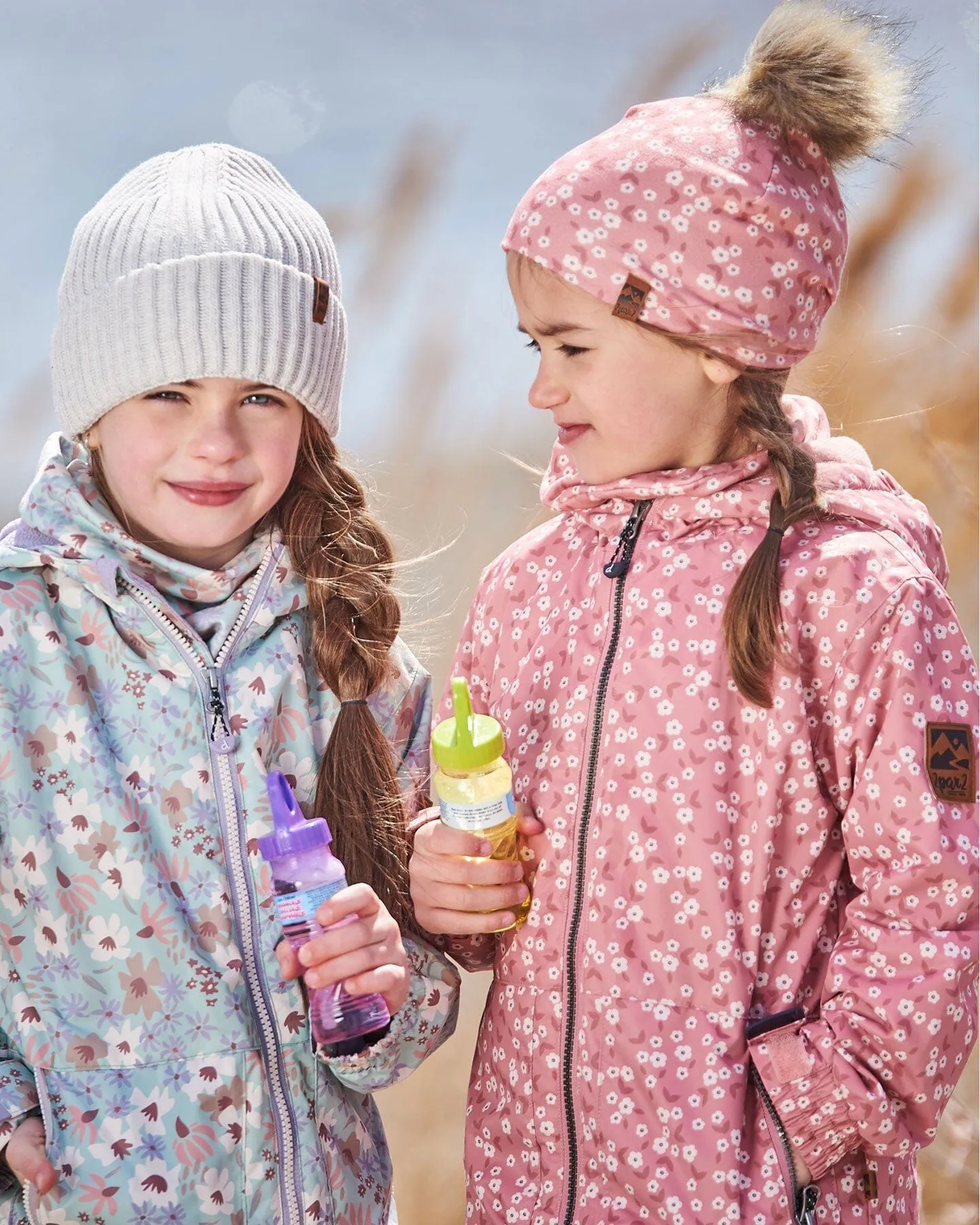 Printed Jacket Two-Piece Mid-Season Outerwear Set Small White Flowers On Turquoise And Lilac.