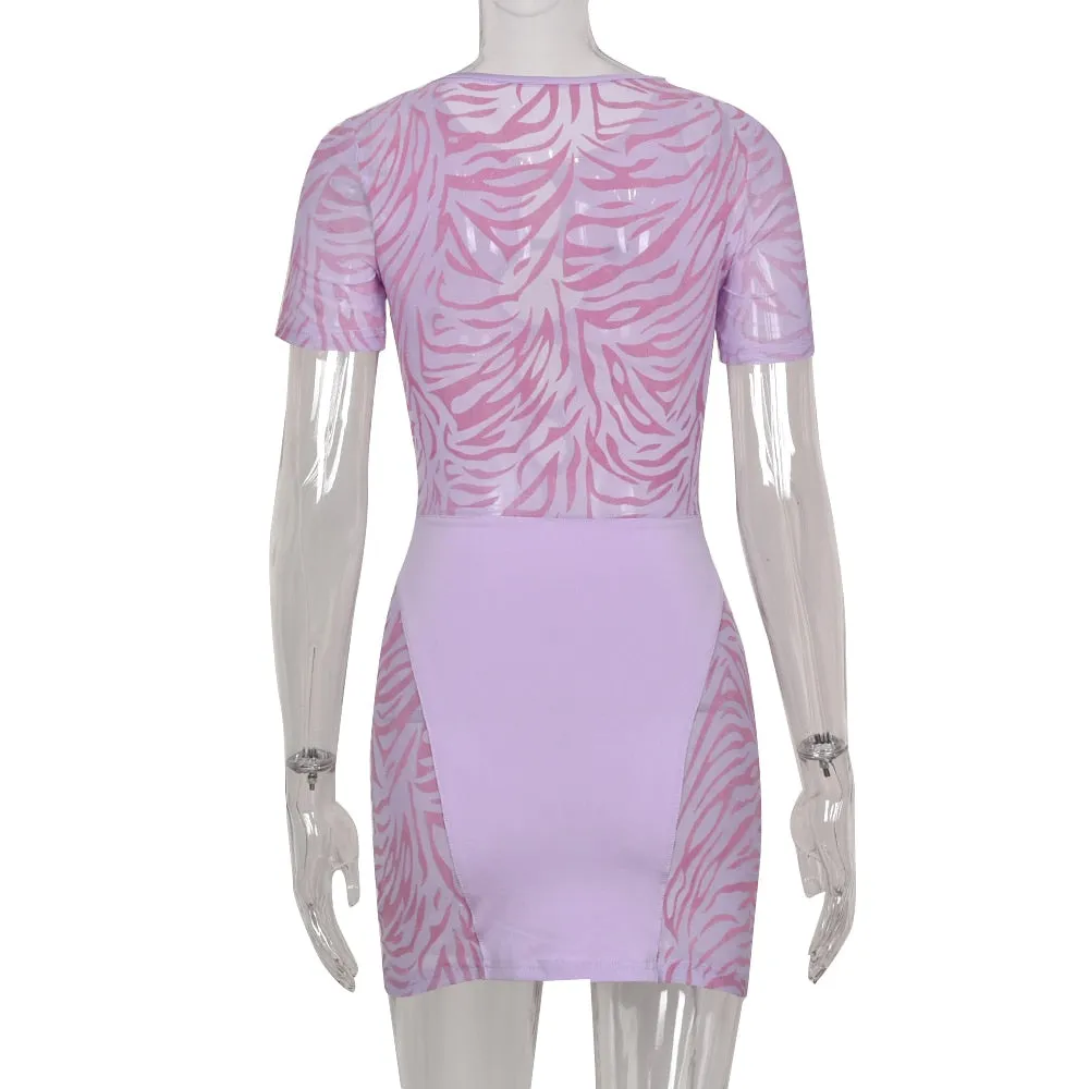Sheer Zebra Print Mini Dress