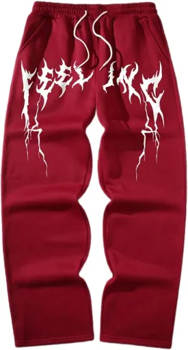 SHENHE Men's Stacked Sweatpants Graphic Loose Sweatpants Straight Leg Baggy Pants Streetwear