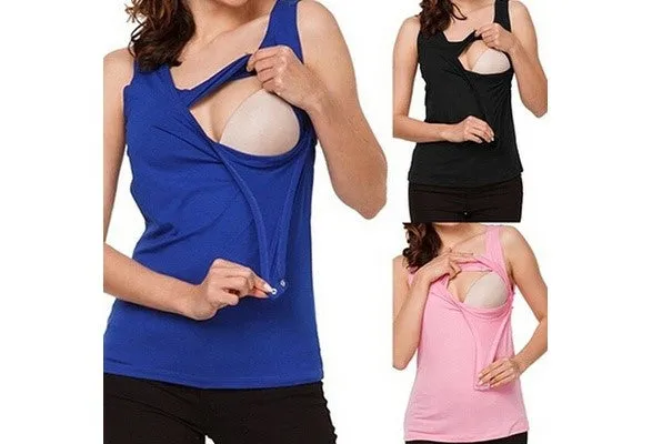 Sleeveless Nursing Tops Maternity Pregnant Woman Breastfeeding