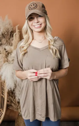 Taupe Everyday V-Neck Tee - Final Sale