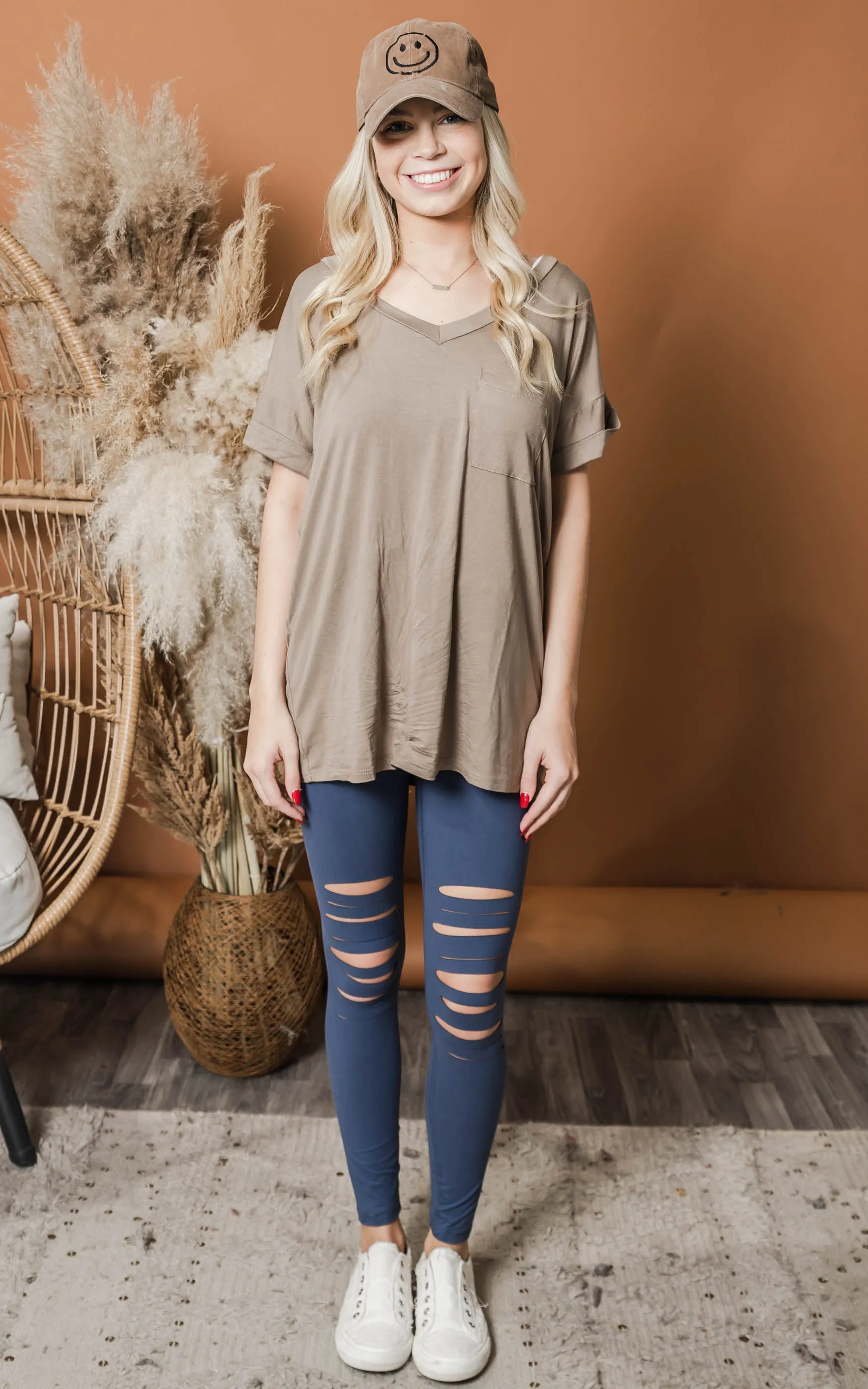 Taupe Everyday V-Neck Tee - Final Sale