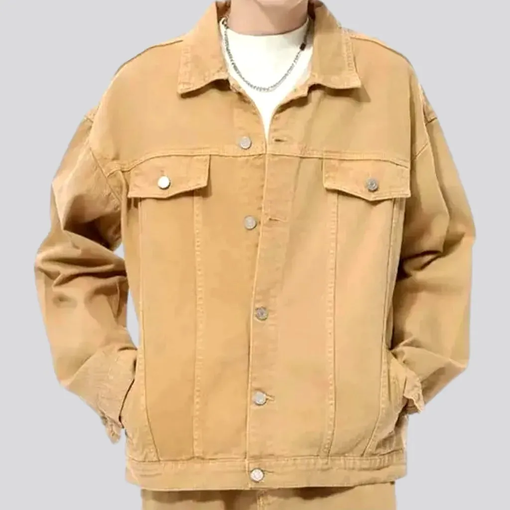 Trendy boho style colored men's jeans jacket