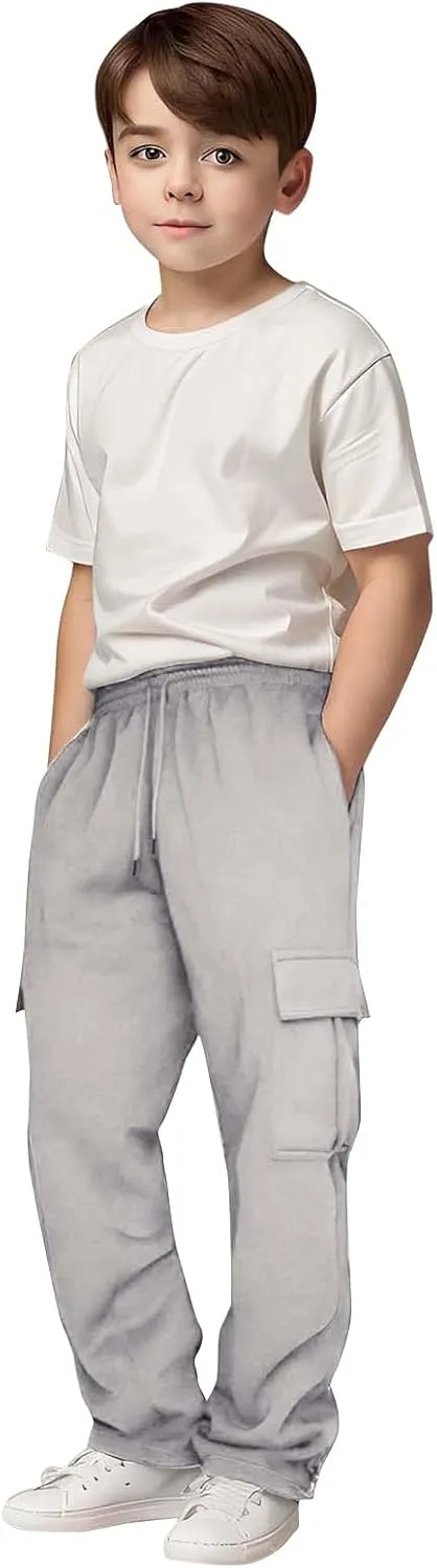 Tween Boys Cargo Pants Pull On Joggers Wide Leg Sweatpants Drawstring ounge Pants School Uniform Athletic Trousers
