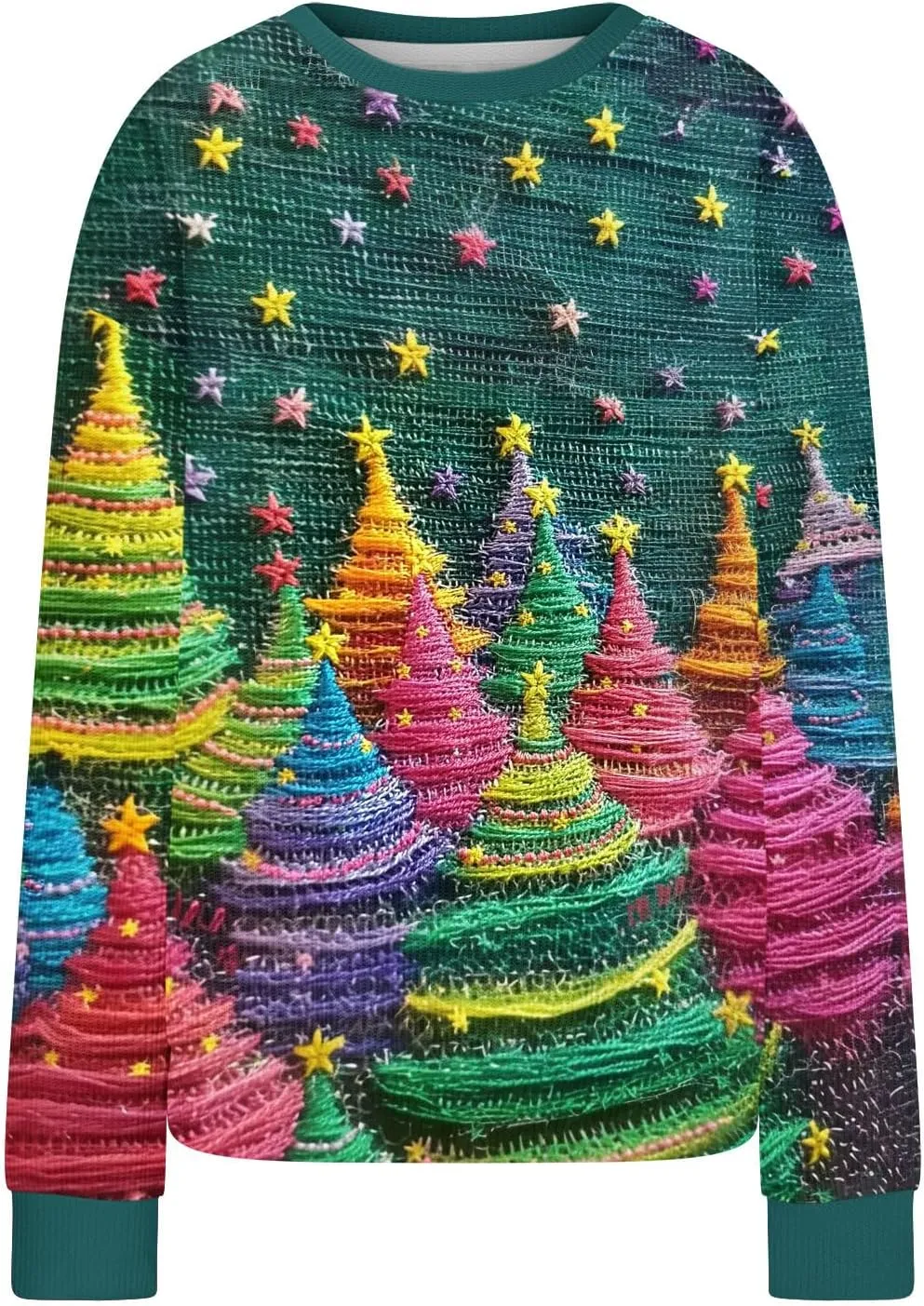 Ugly Christmas Sweater Women Funny Christmas Graphic Crewneck Long Sleeve Knit Sweatshirts Cute Xmas Holiday Pullover