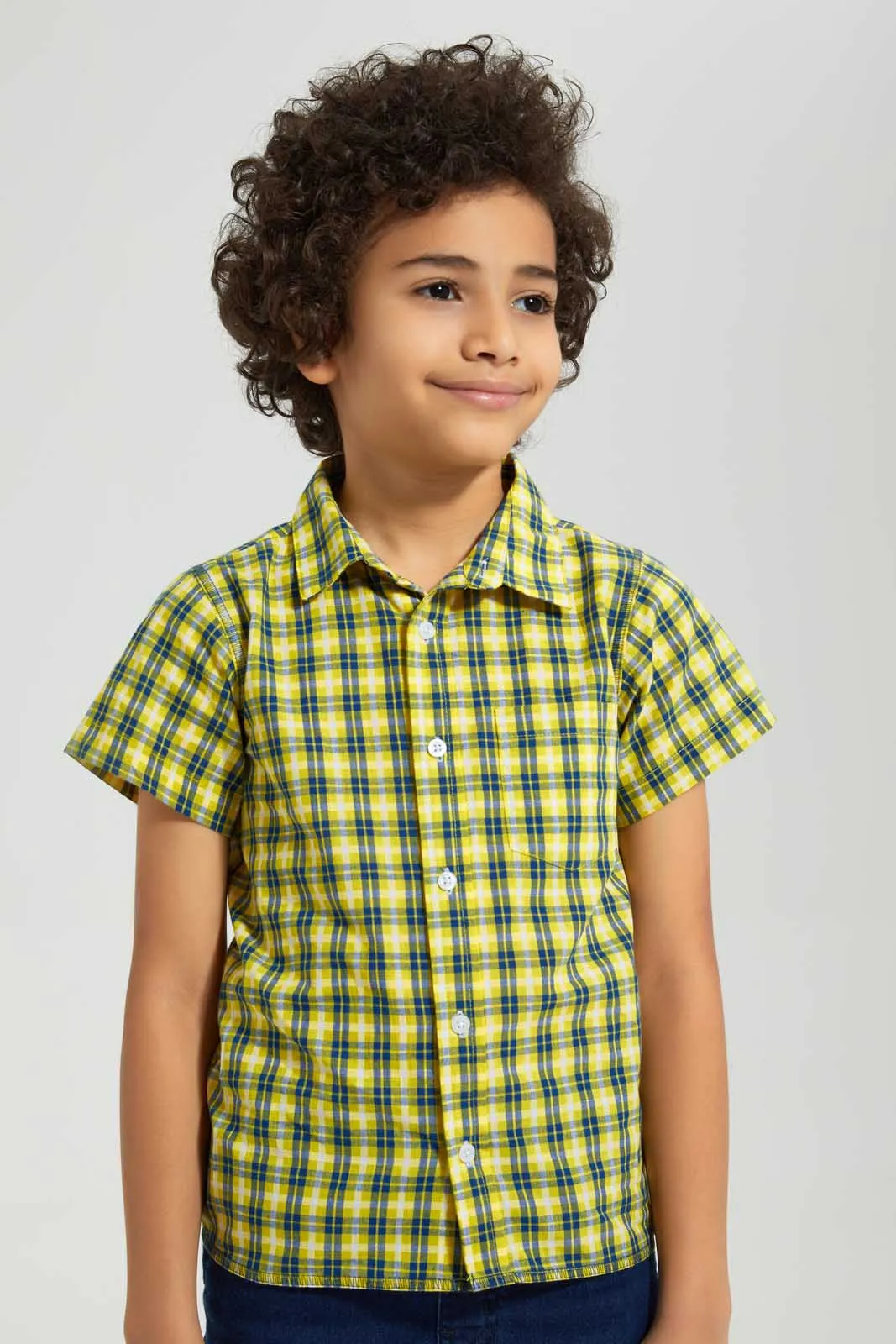 Yellow Checkered Casual Shirt