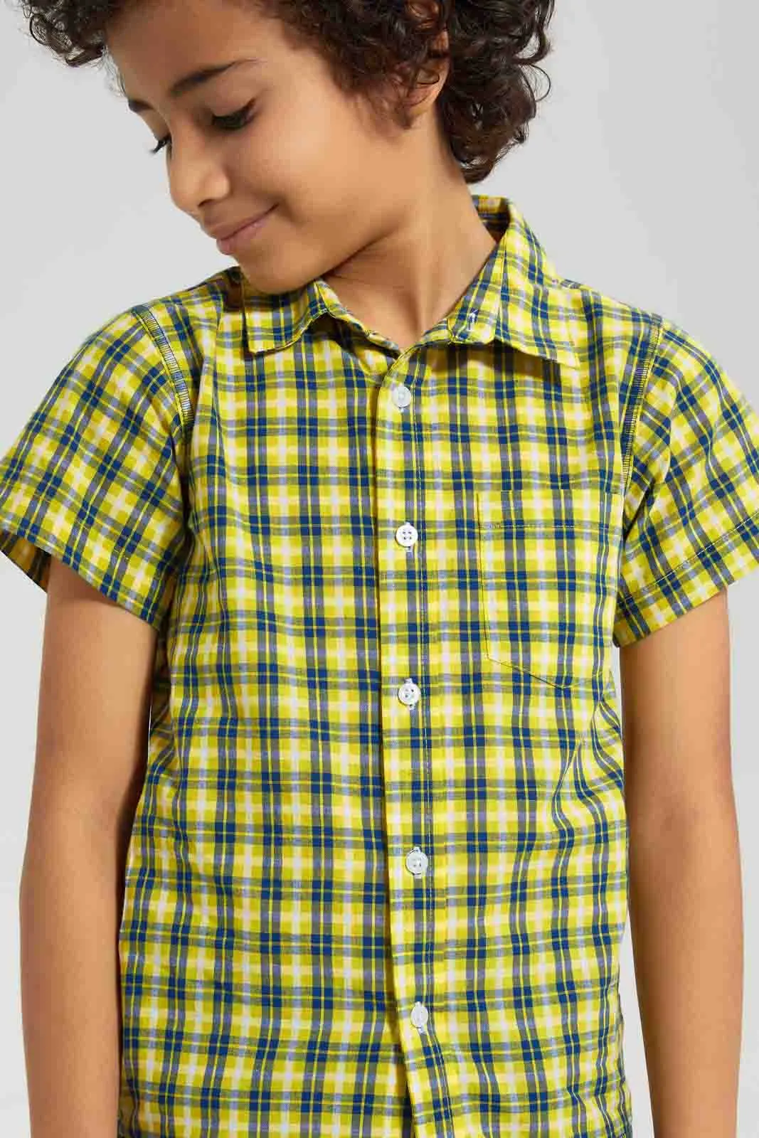 Yellow Checkered Casual Shirt