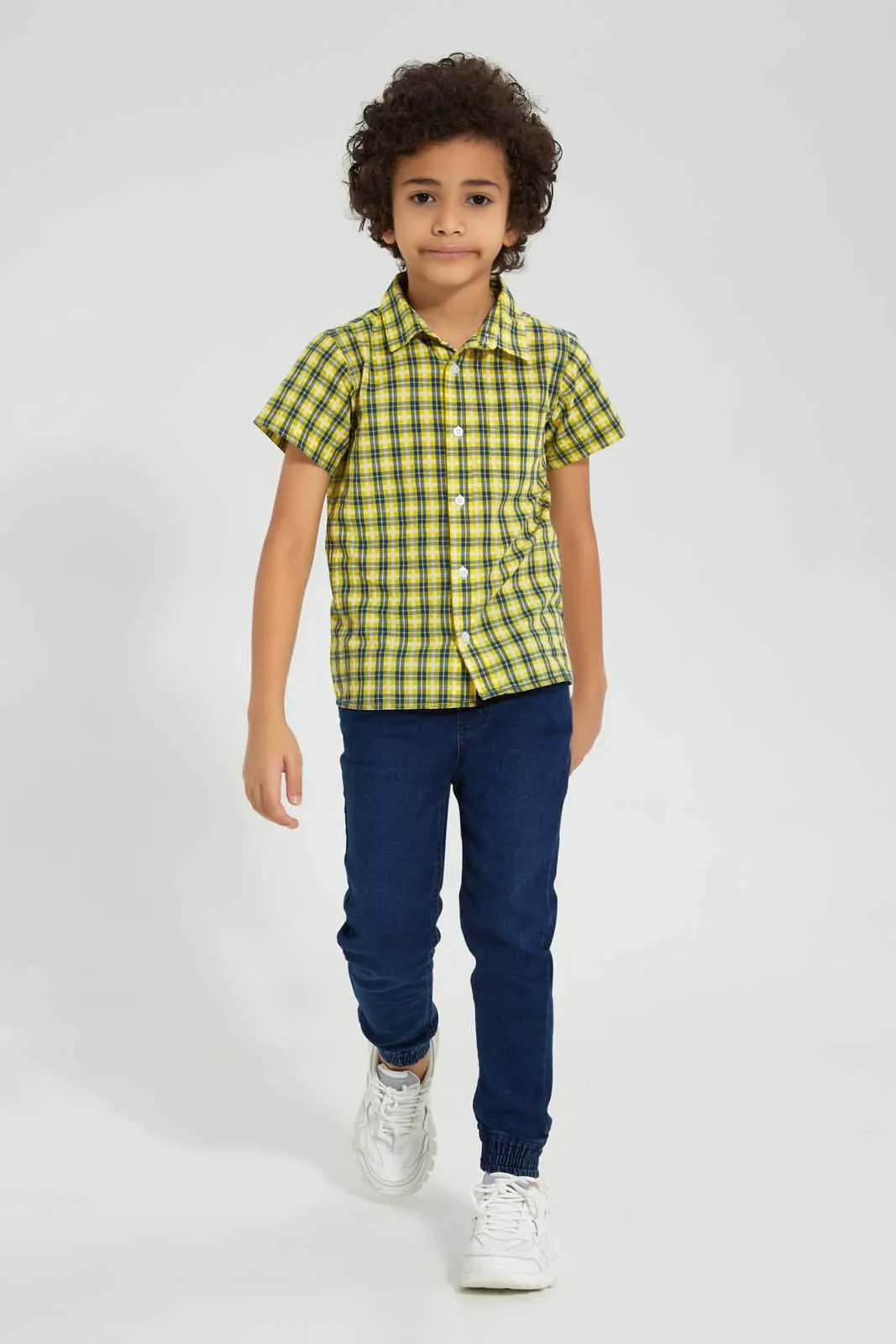 Yellow Checkered Casual Shirt