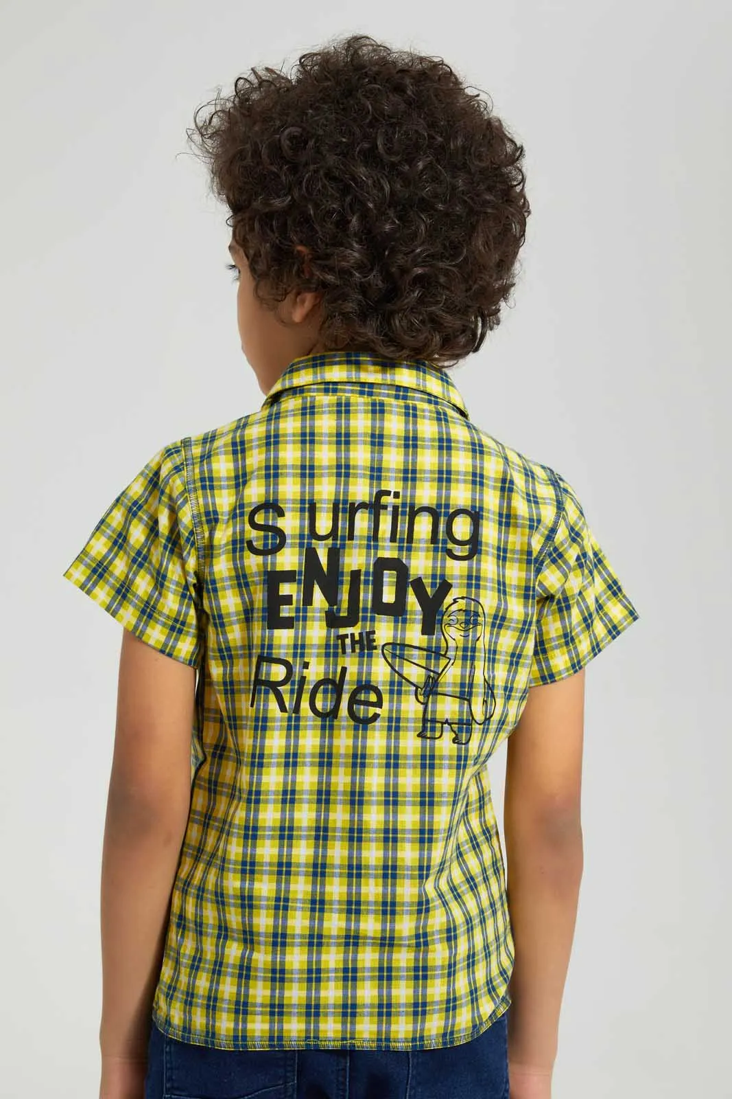 Yellow Checkered Casual Shirt