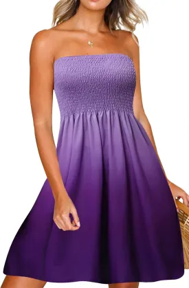 Zyyfly Womens Summer Beach Dresses Strapless Cover Ups Dress Tube Top Sundresses