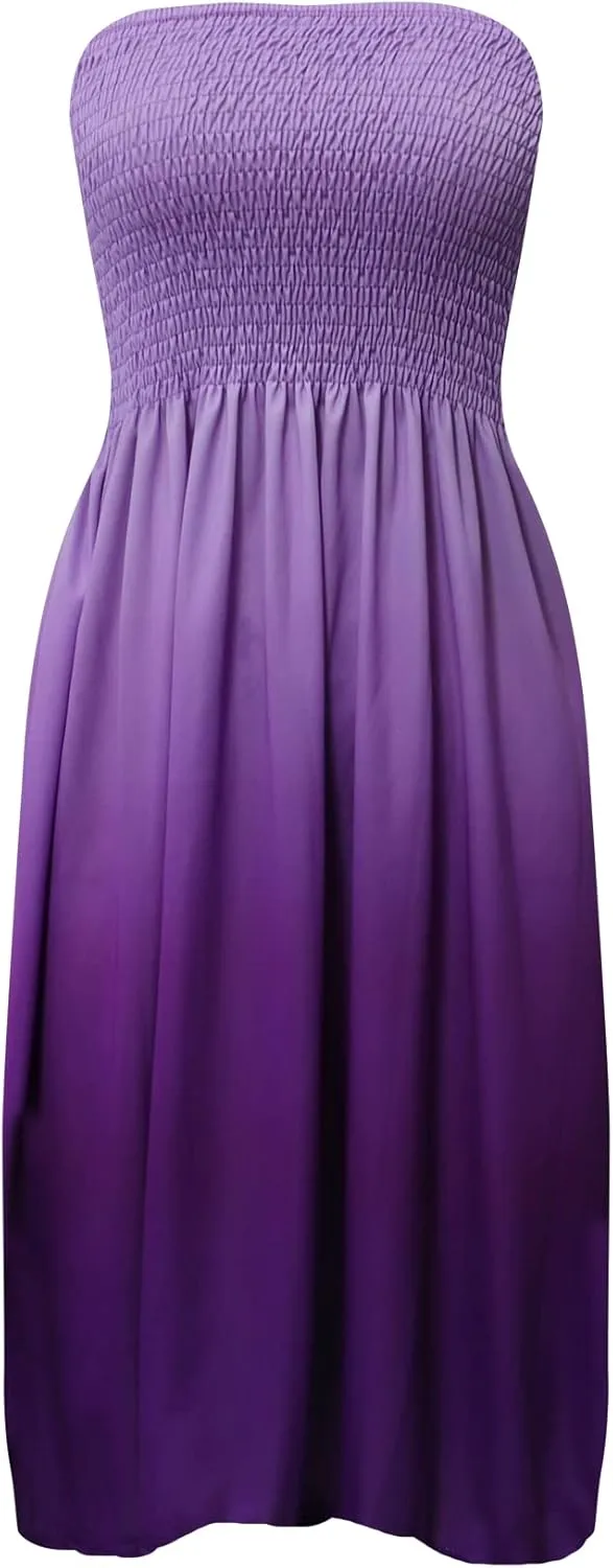 Zyyfly Womens Summer Beach Dresses Strapless Cover Ups Dress Tube Top Sundresses